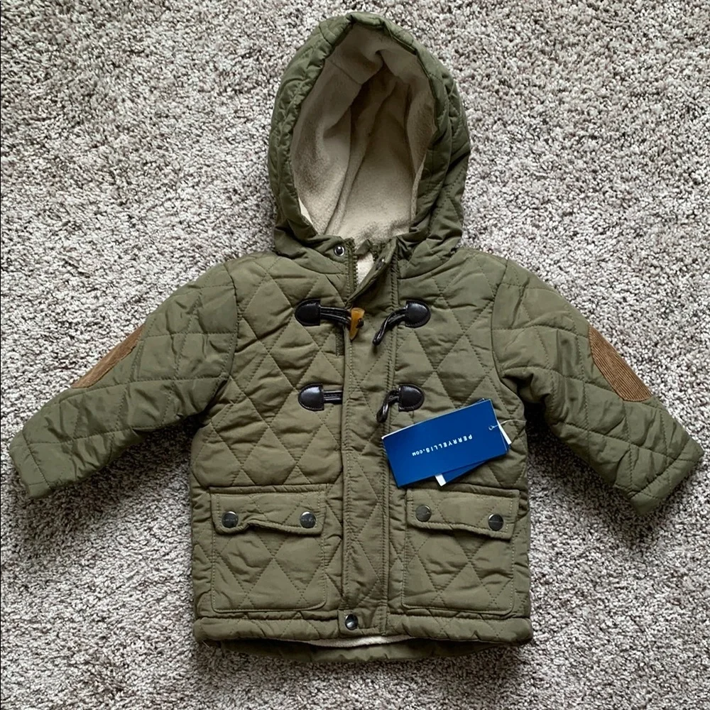 {Perry Ellis} Fleece Lined Hooded Jacket with Toggle Closures